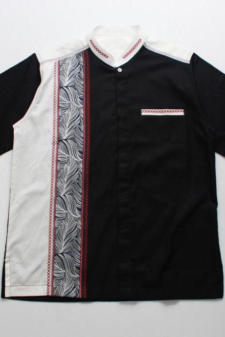 Embroidered Mens Shirt | Vyshyvanka Embroidery White Color Cotton Kurta Kaftan Embroidery Short Sleeves